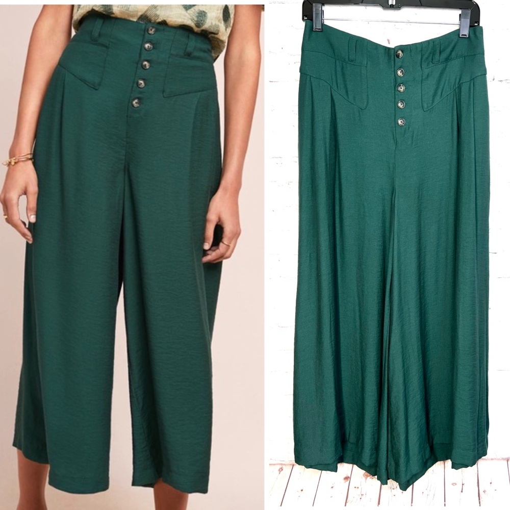 🚫SOLD!NWT |•ANTHROPOLOGIE•| Ett:Twa Malia Wide-leg Emerald Green Palazzo Pant